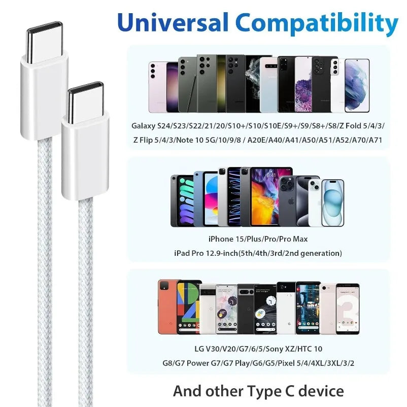 USB C Cable to USB C 60W Fast Charging Cable