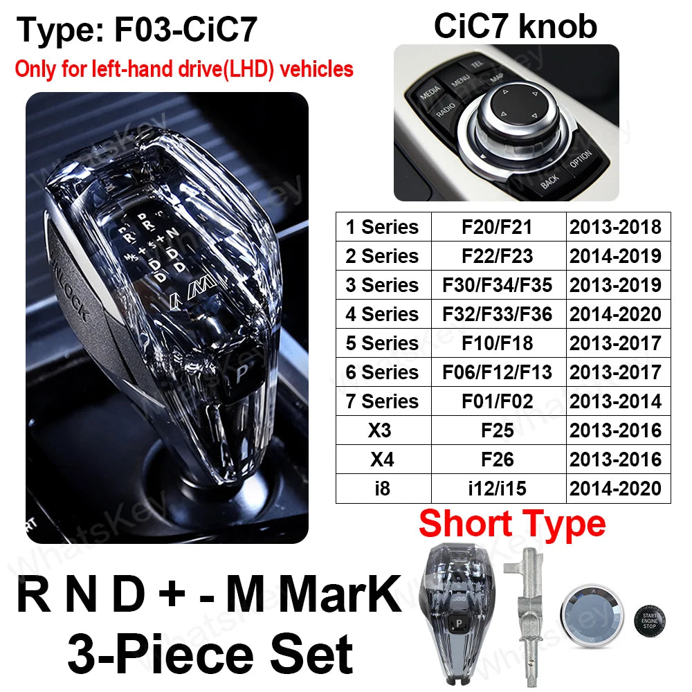 3 Piece Crystal Gear Shift Knob