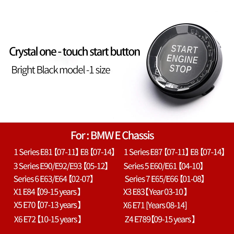 Car interior one click start crystal button