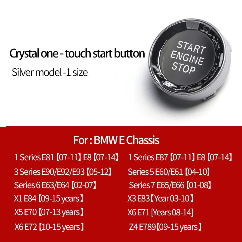Car interior one click start crystal button