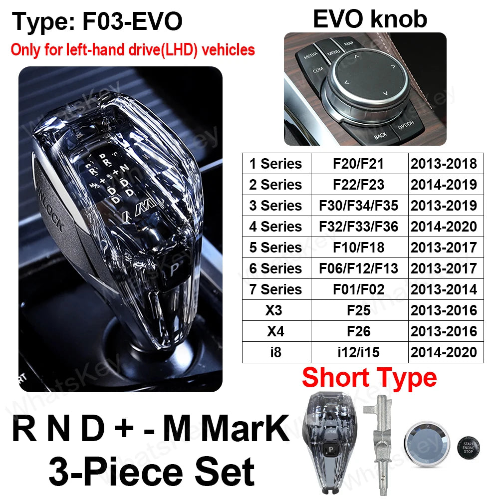 3 Piece Crystal Gear Shift Knob