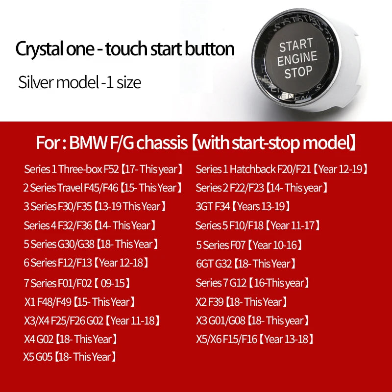 Car interior one click start crystal button