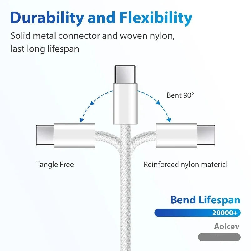USB C Cable to USB C 60W Fast Charging Cable