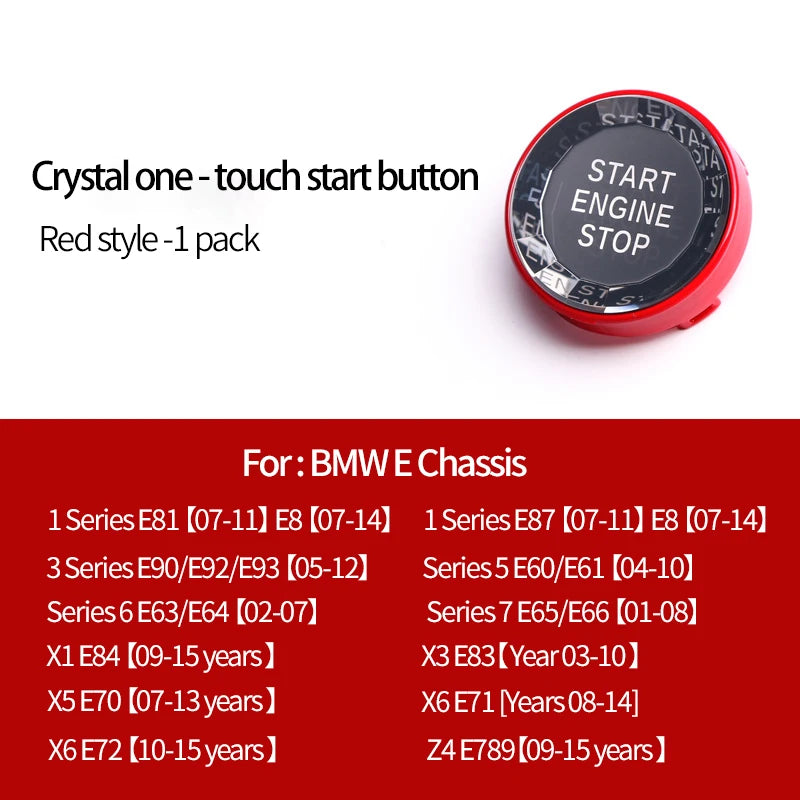 Car interior one click start crystal button